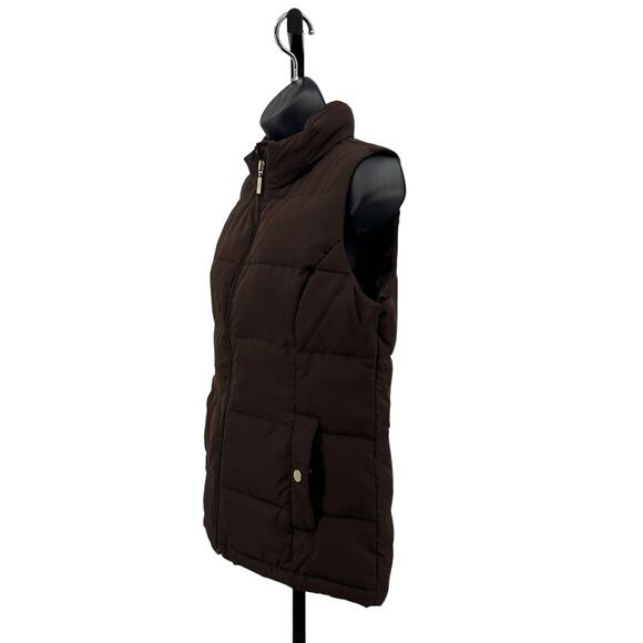 Charter Club Zip Up Puffer Vest WMNS SZ Small Brown Lined Winter Quilted Jacket - Picture 3 of 6